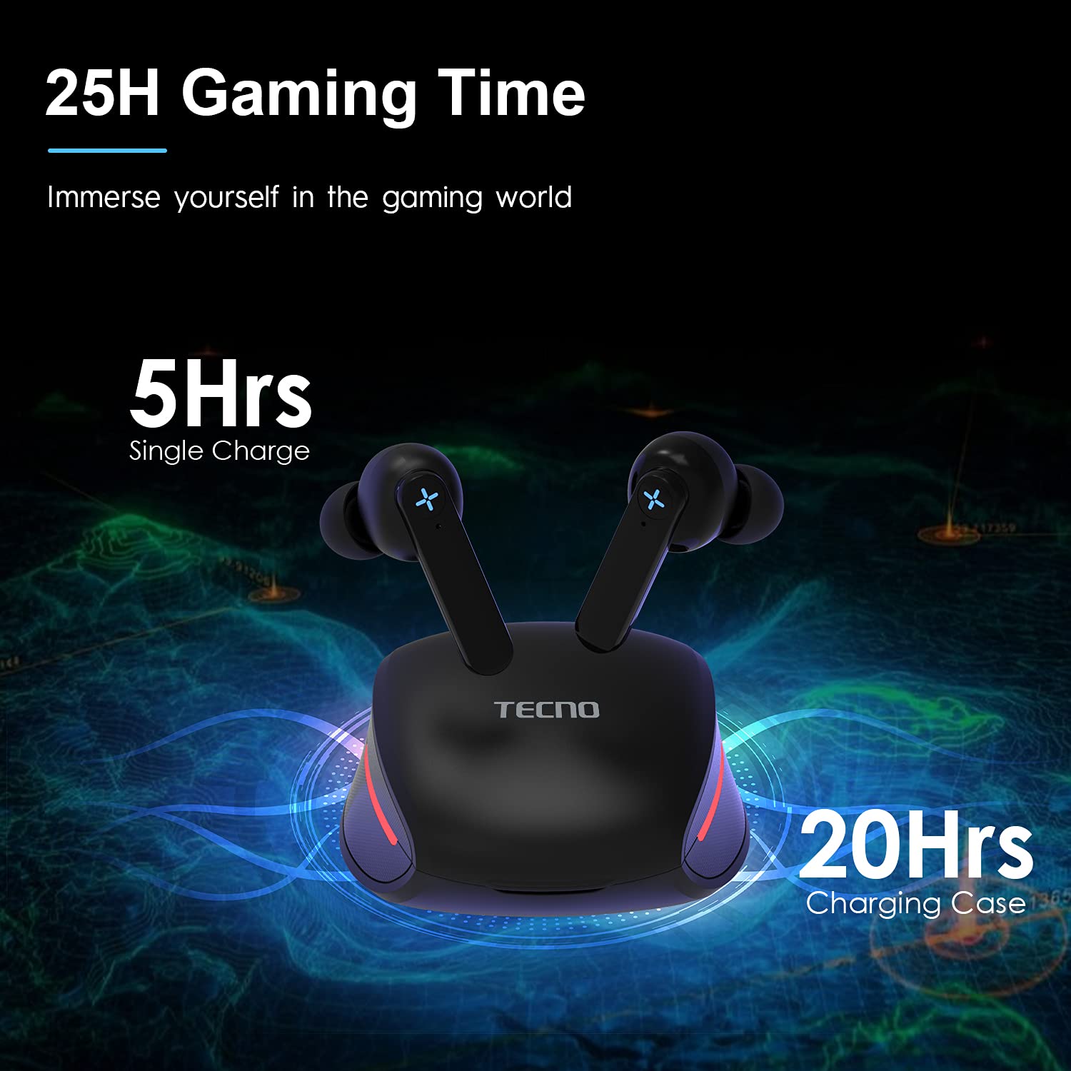 Buy TECNO Wireless Gaming Earbuds with Microphone, 50ms UltraLow