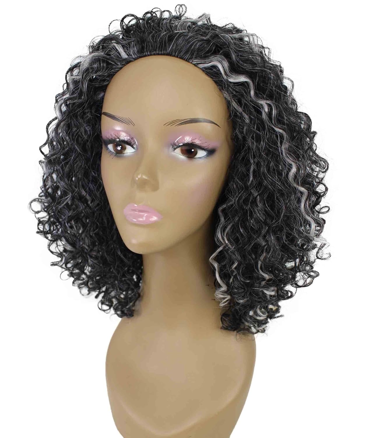 LUXLUXE Tatiana Curly Body Waves 15 in Long Half Wig Half Cap Wig, Mix Human Hair and Synthetic Fibers, Multiple Shades of Natural & Blended Colors