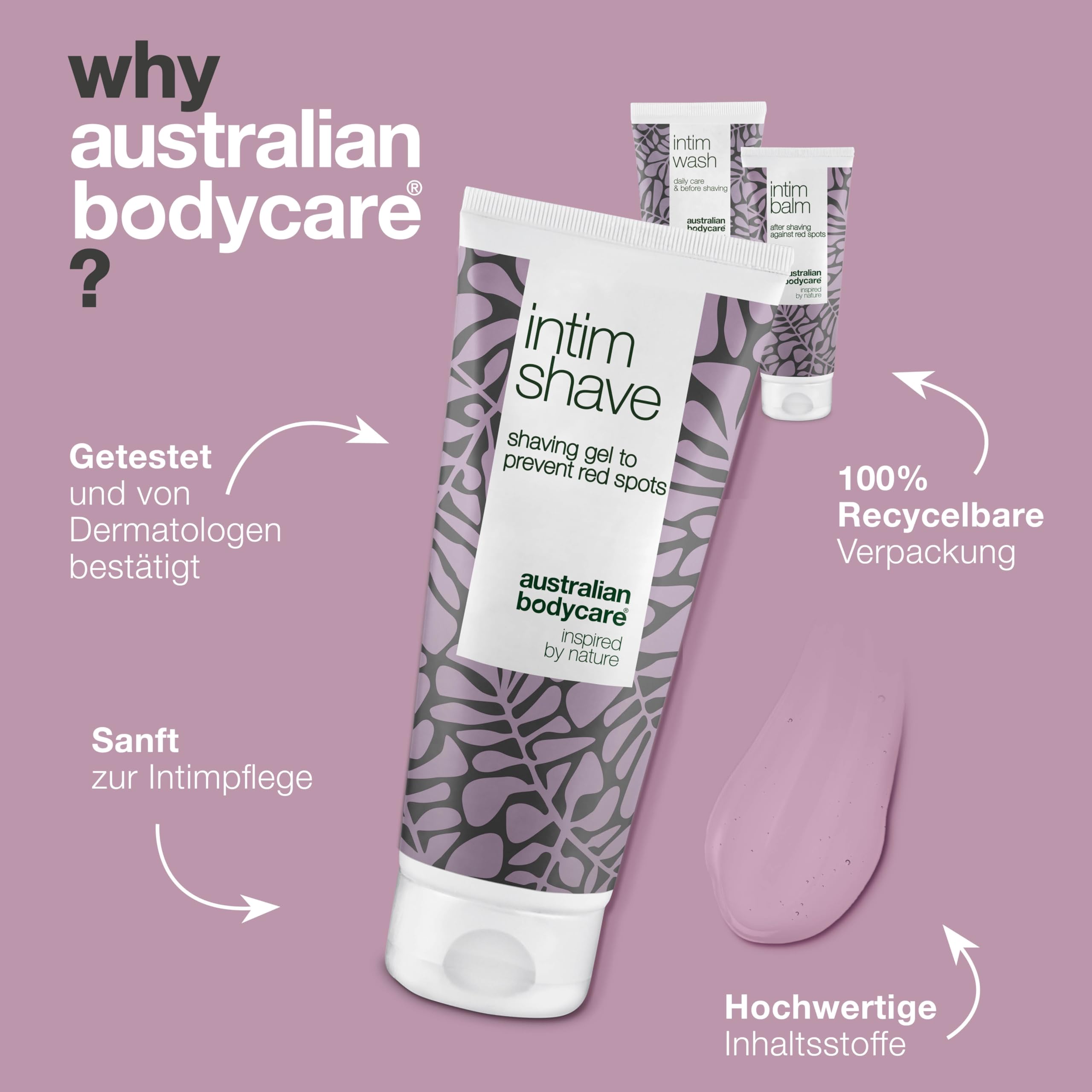3er Intimrasur Set by Australian Bodycare: Waschlotion 200ml, Rasiergel 100ml & Aftershave Balm 100ml – Gegen eingewachsene Haare, Rote Pickel & Rasurbrand