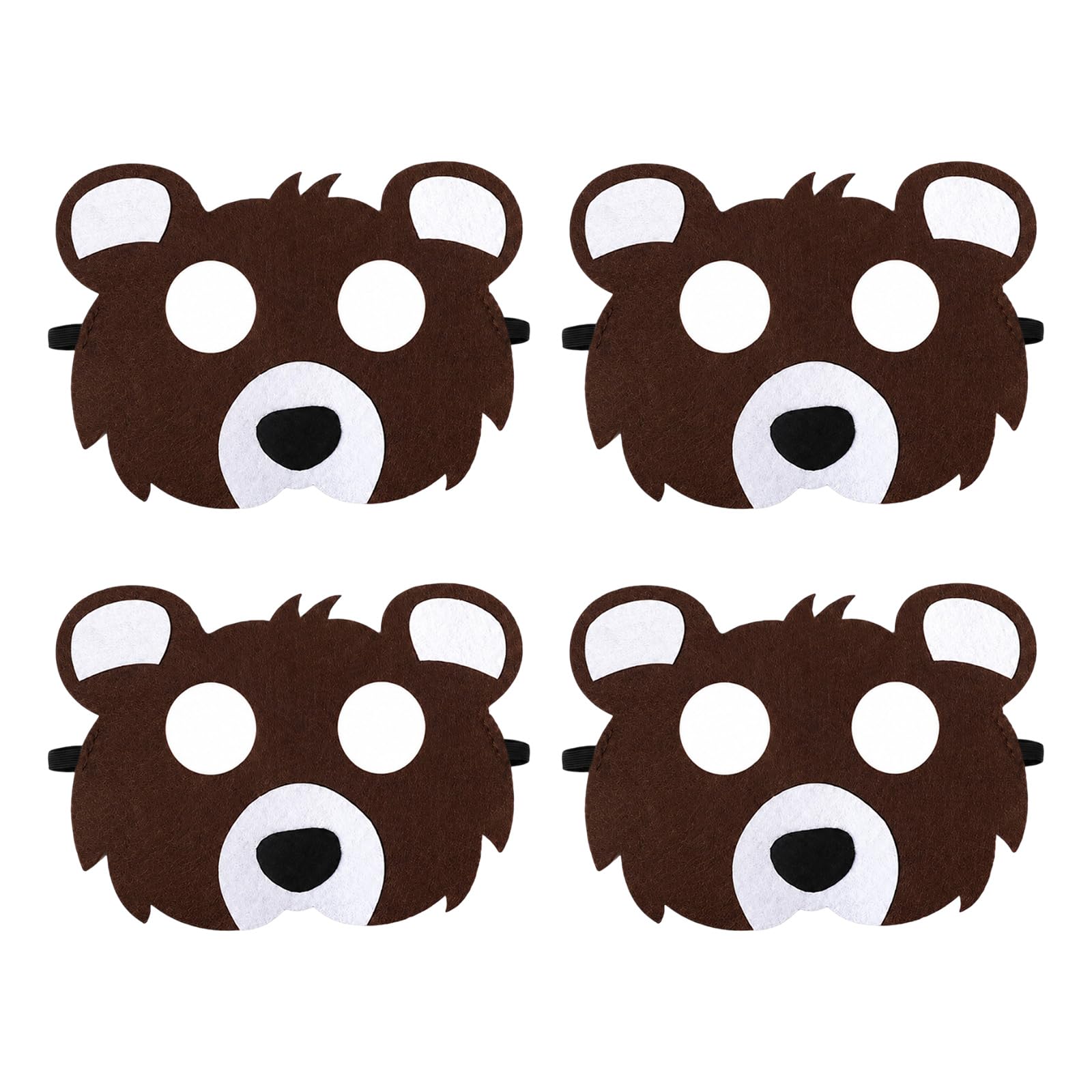 DCYQAIN 4 Pack Bear Felt Masks Adult Cosplay Masks with Elastic Bands Fancy Dress Costume Supplies for Halloween Jungle Theme Parties & Role Play