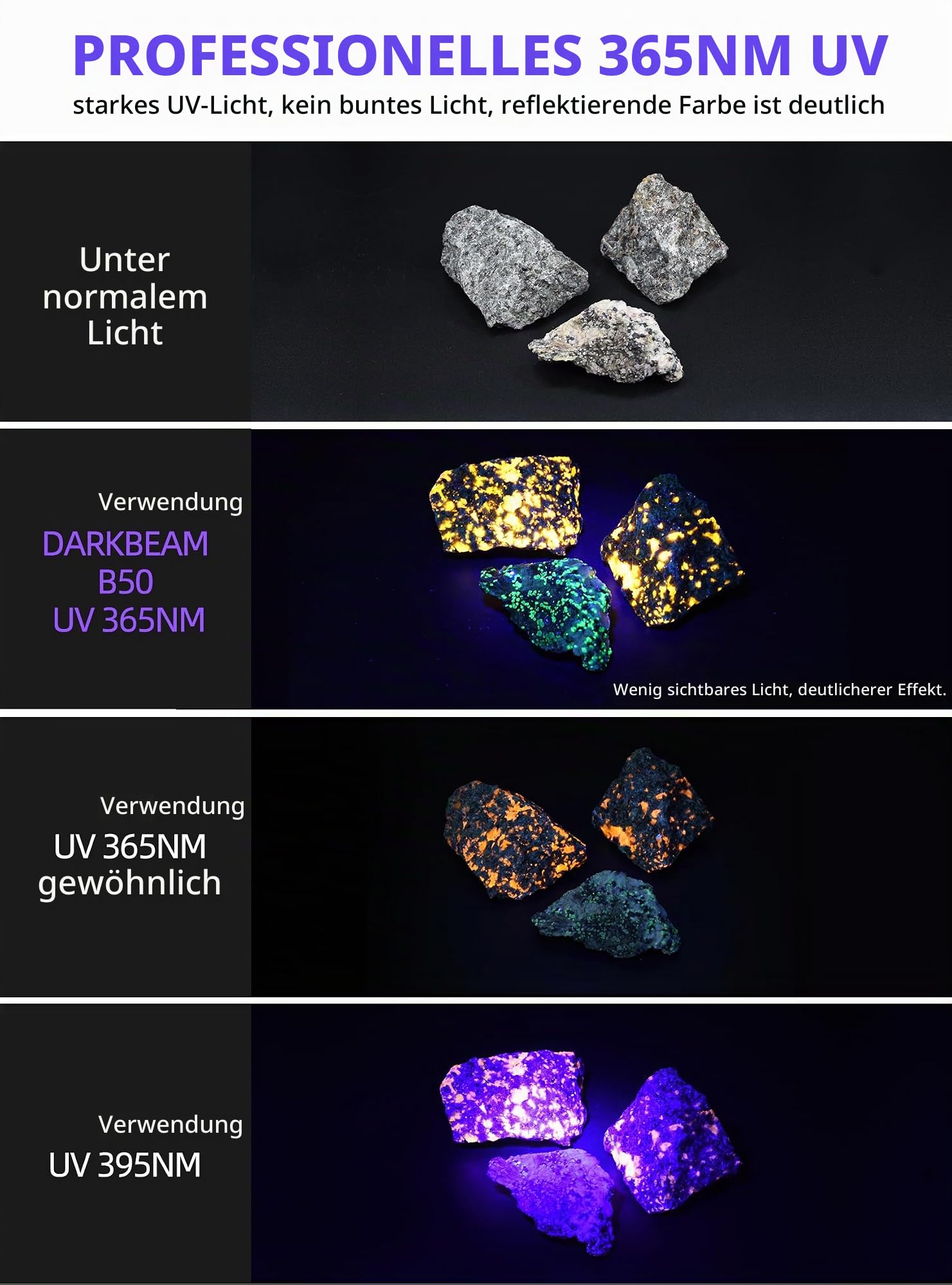 DARKBEAM UV Taschenlampe 365nm Schwarzlicht Ultraviolett Schwarzlichtlampe