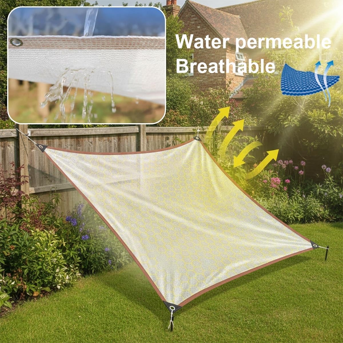 Premium Garden - Red de protección UV al 55 % con ojales, versátil para plantas y pollos, lona de malla blanca para invernadero, 3 x 3 pies a 30 x 40 pies (6 x 60 pies)