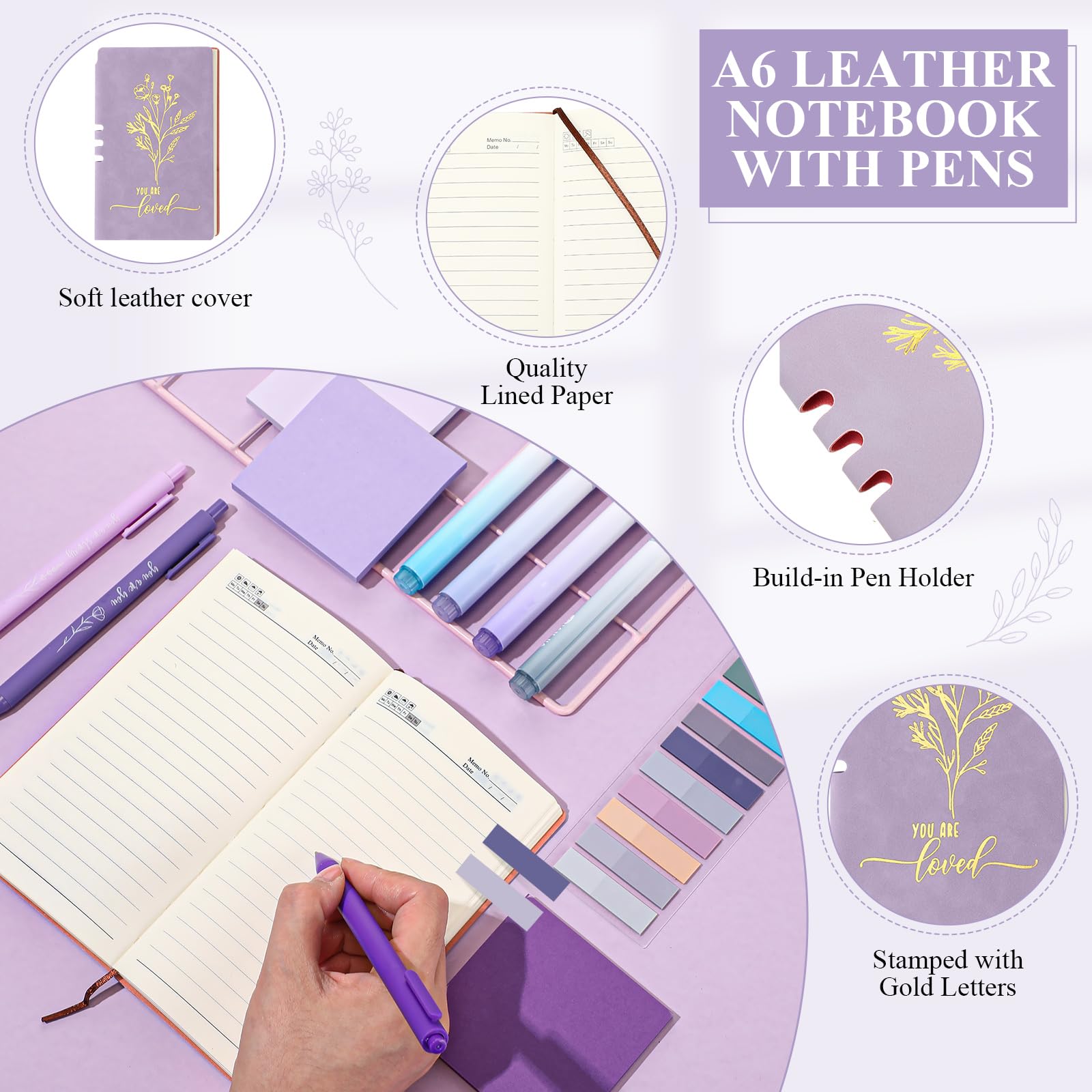 Bestie inspirierende Geschenke für Frauen und Freunde, ästhetisches A6-Leder-Tagebuch, Notizbuch, Glasbecher, Leinwand, Tragetasche, Motivationsstifte, Dankeschön-Geschenke für Frauen