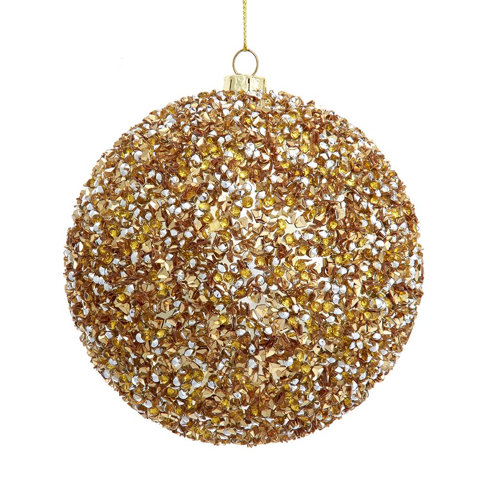 Boule dorée en plastique Kurt Adler 10,7 cm ornement haut de gamme