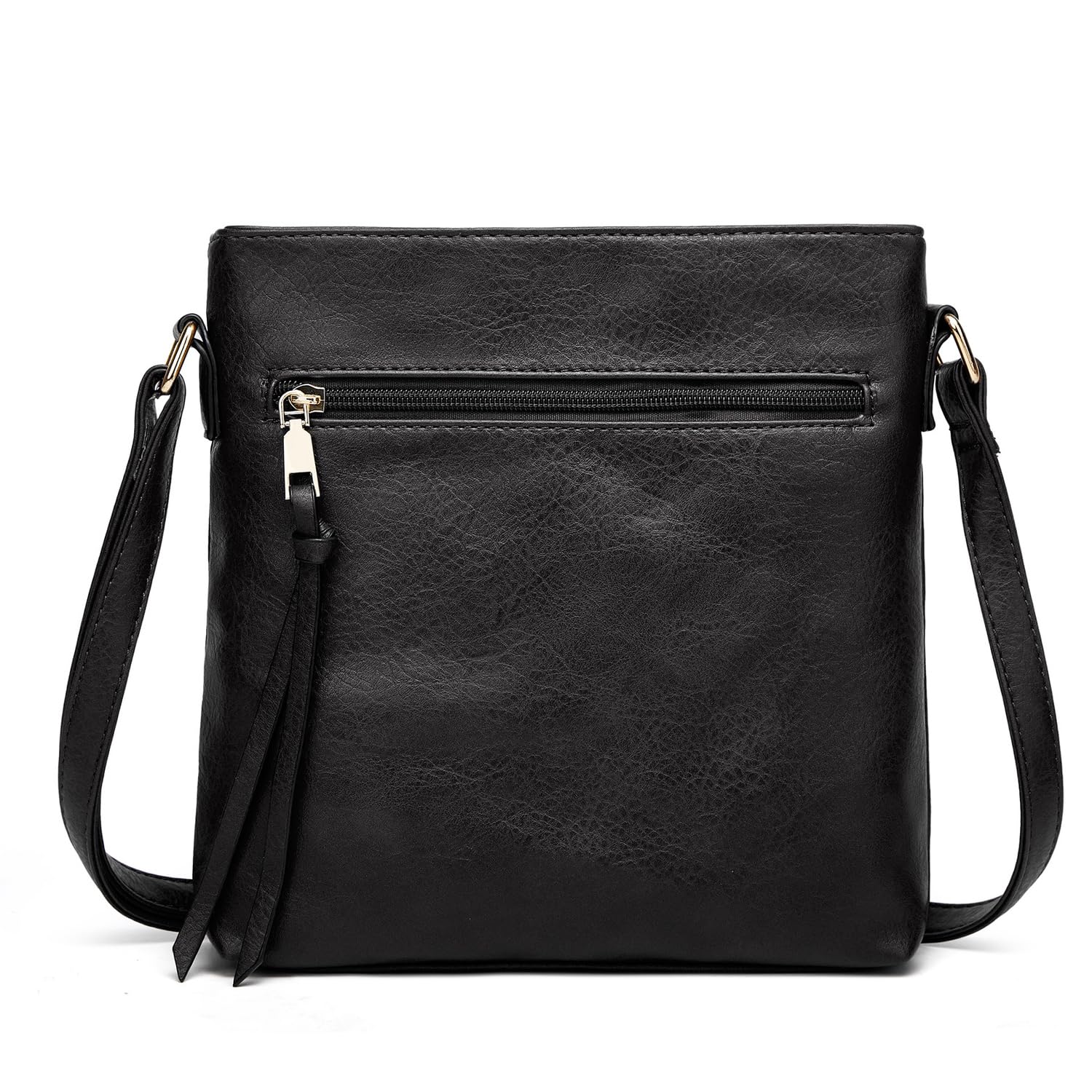 1 Piece Black Pu Leather Shoulder Bag, Fashionable And Simple Crossbody Bag, Adjustable Shoulder Straps, Large-Capacity Bag.