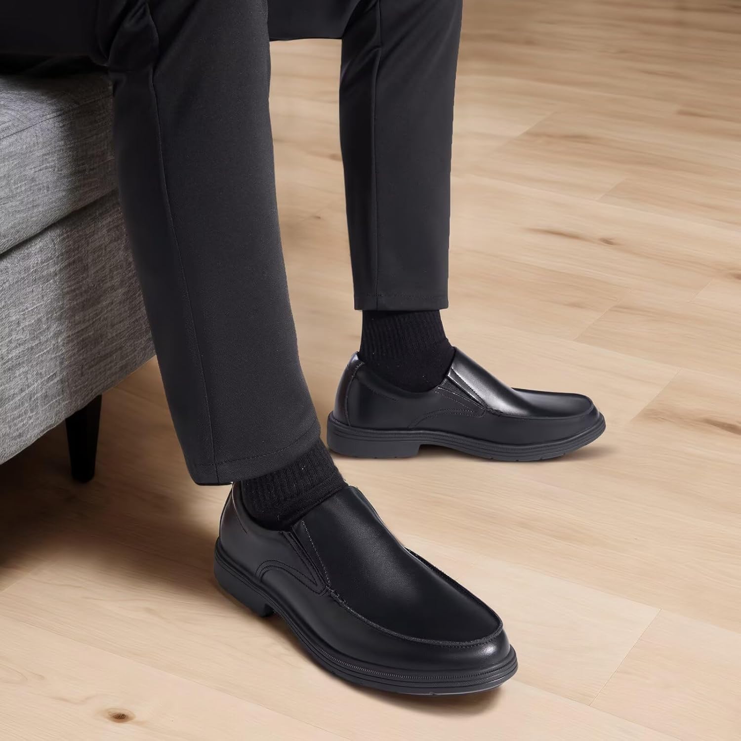 Orthopedic Business Leather Dress Shoes: Comfortable Arch Support Plantar Fasciitis Formal Tuxedo Oxford for Mens, Casual Classic Modern Wingtip Slip On Loafers for Foot and Heel Pain Relief - Image 2