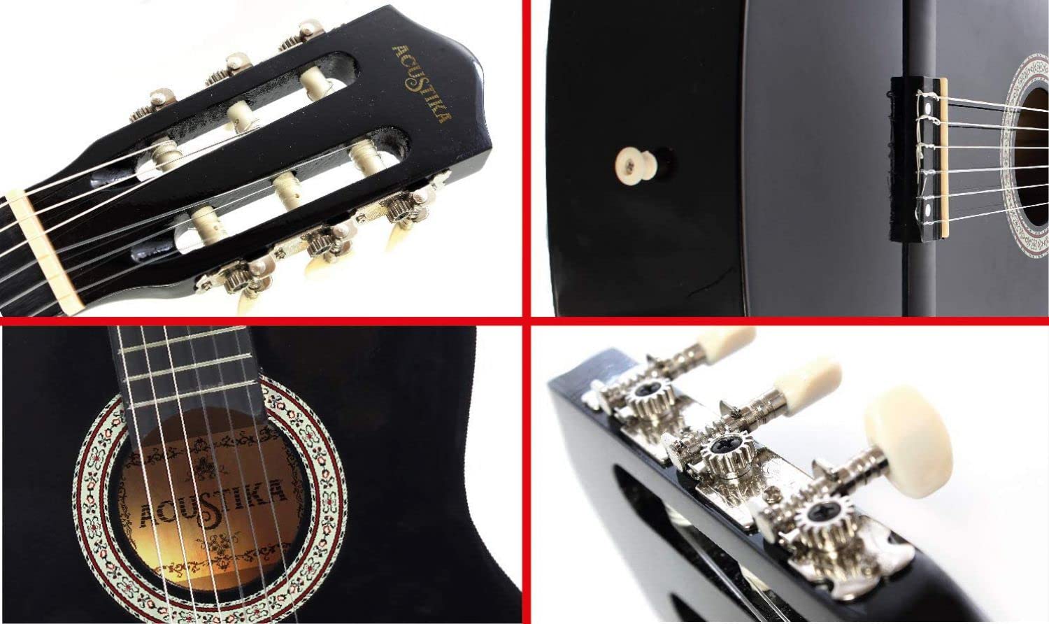 Chitarra Classica Acustika in Legno 93 cm 6 Corde in Nylon 3/4 Misura 36 Blue Burst