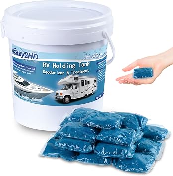 Eazy2hD RV Toilet Treatment Holding Tank Deodorizer for RV Black Tank Chemicals Breaking Down for Camper Portable Porta Potty 50 pack, Fresh