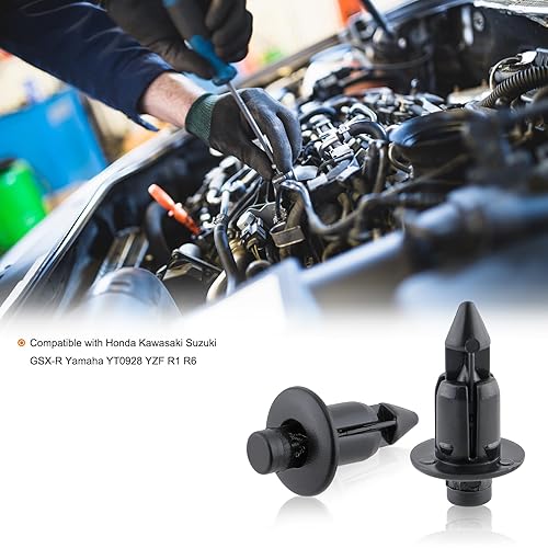 Miniatura 7 de 30 unids M6 Fender Clip Retenedor Parachoques Nylon Push Rivet Pins Compatible con Honda Kawasaki Suzuki GSX-R para Yamaha YT0928 YZF R1 R6