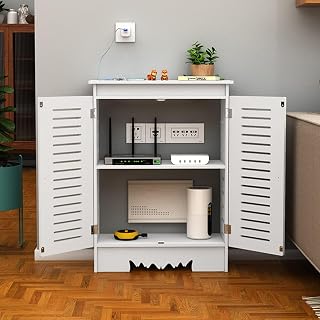 WiFi Router Storage Cabinet Floor Standing Router Storage Box Modem, WiFi Router Hidden Box, Invisible Storage for Home and Office(60x60x30cm/23.6x23.6x11.8in)
