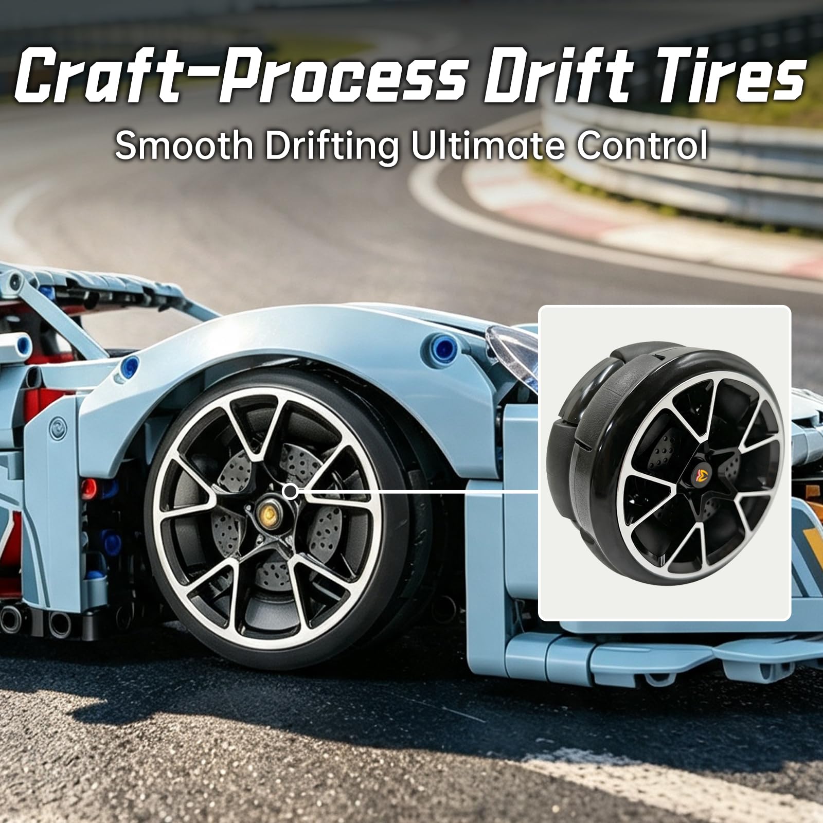 1:10 RC Drift Supercar - Kit di costruzione per auto sportive, 1385 pezzi
