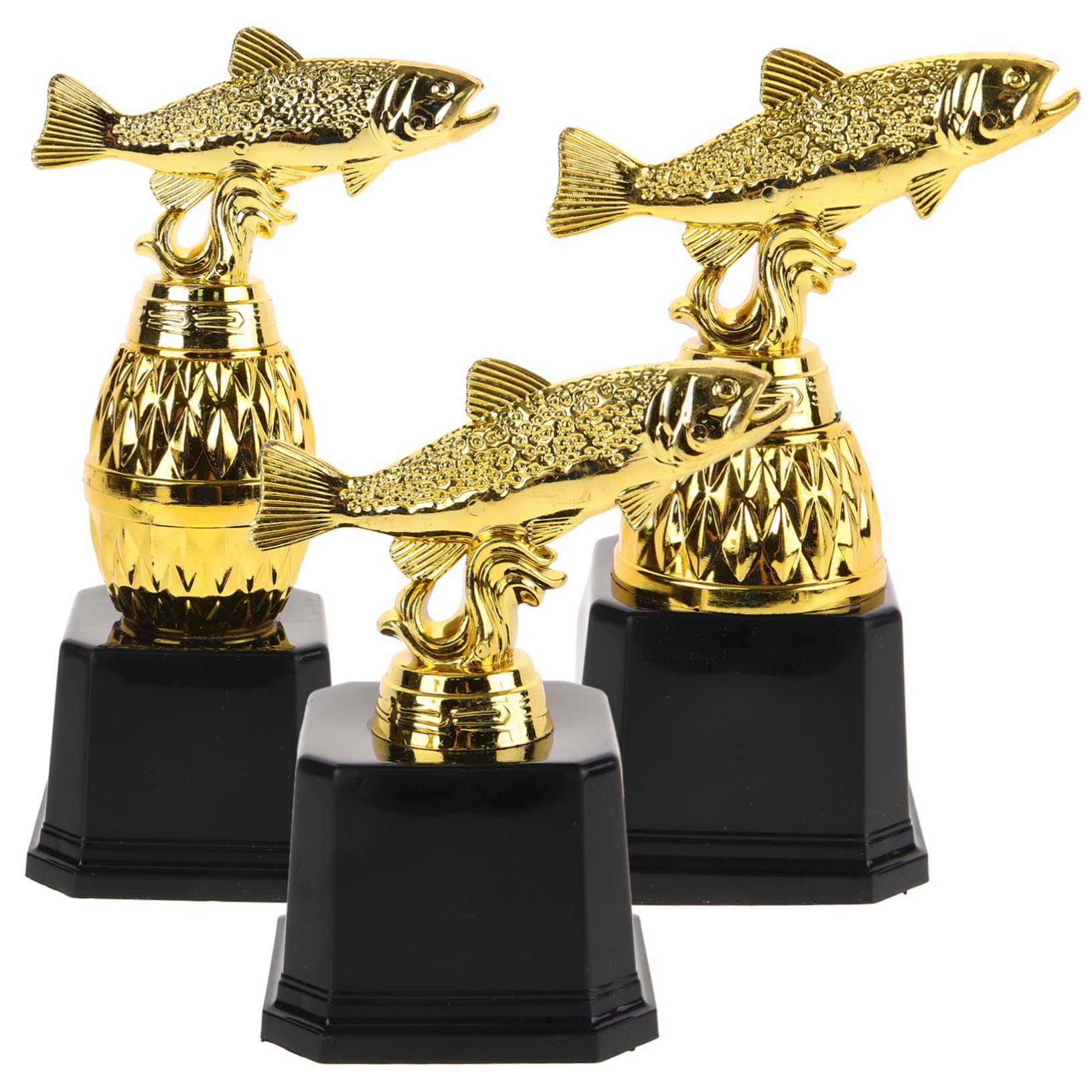 INOOMP Trofeo Decorativo Forma de Pesca Mini, 3 Piezas, Plástico | Celebraciones y Premios, Apariencia Realista, Juego para Niños, Artículo de Fiesta