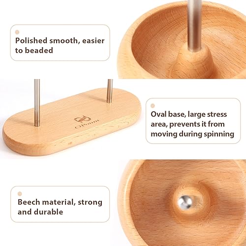 Miniatura 5 de PP OPOUNT Cuenco grande giratorio de cuentas con 2 cuencos y 2 agujas de cuentas de ojo grande, para hacer joyas, cuentas de semillas de bricolaje,