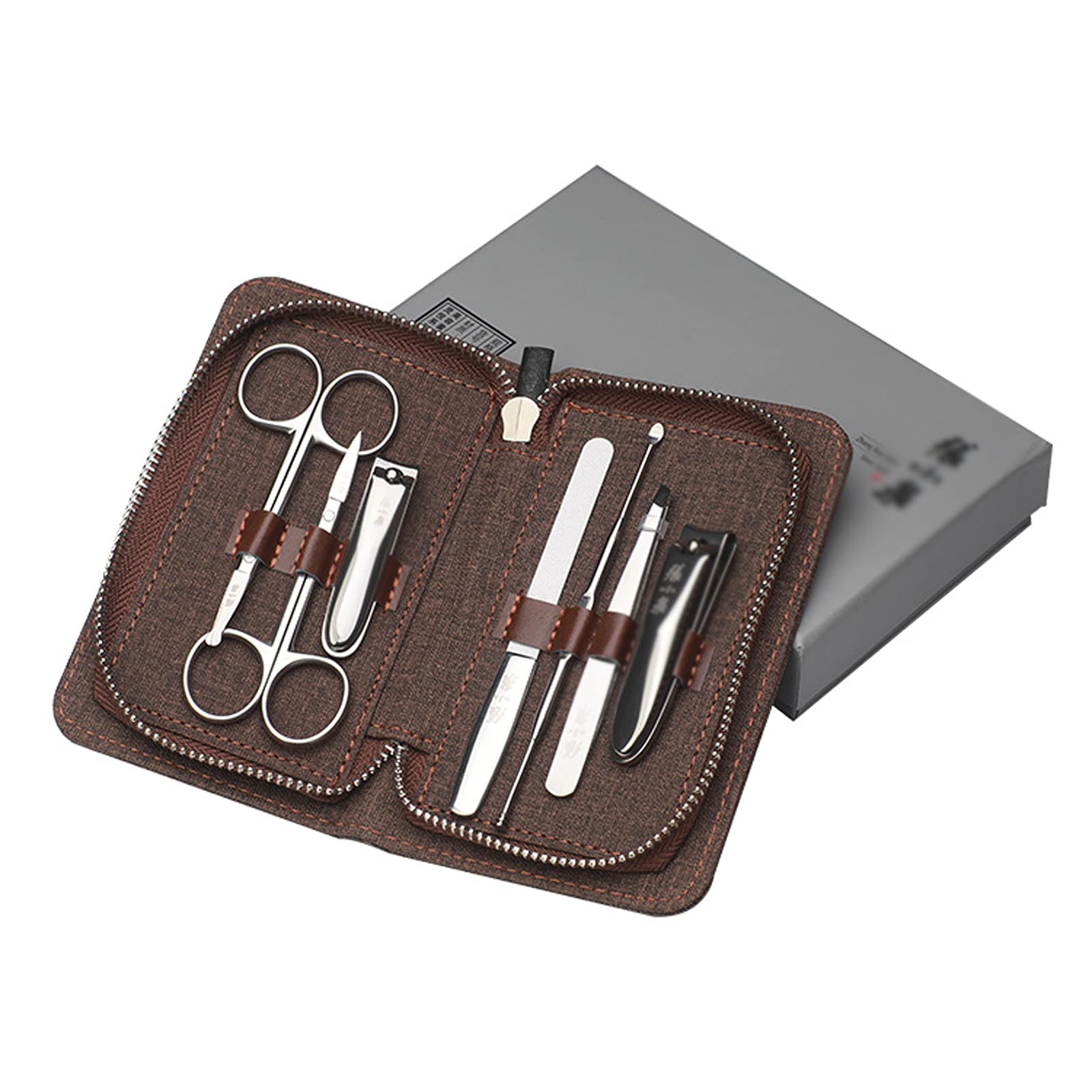 Kit de Coupe-Ongles, Ensemble de Coupe-Ongles pour Adultes, Ensemble de manucure de Voyage 7 en 1, Outils de Soins des Ongles Professionnels en Acier Inoxydable avec étui de Voyage Portable, Ensemble