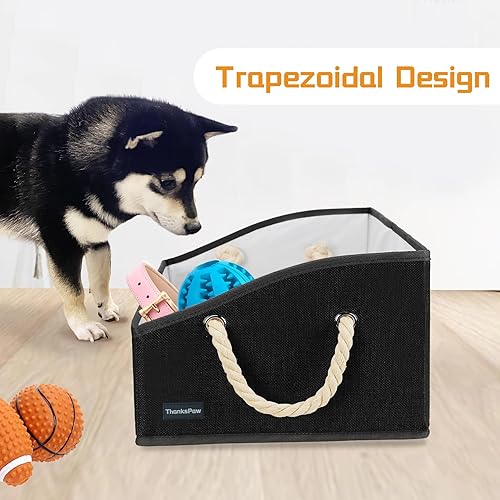 Miniatura 4 de Caja de juguetes de tela plegable para perros y contenedor de almacenamiento con asa, cesta trapezoidal, organizador de pecho para juguetes, mantas
