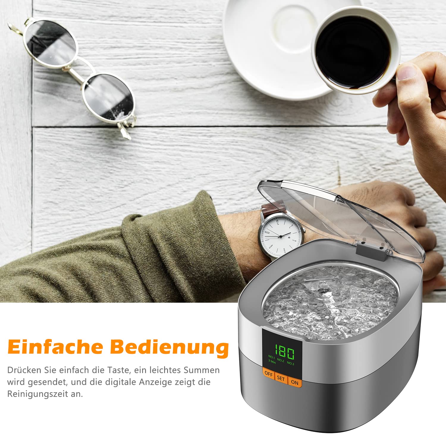 Ultraschallreinigungsgerät Ultraschallreiniger KECOOLKE 750mL brille | Ultraschallgerät Ultrasonic Cleaner mit digitalem Timer für Brillen, Ringe, Münzen, Fingerringe, Geld，zahnprothesen