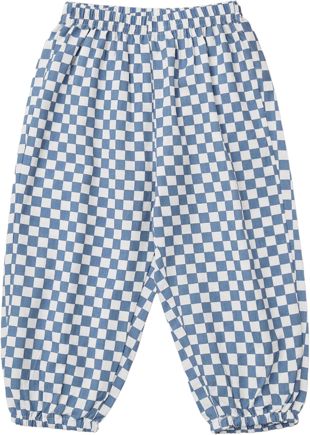 Toddler Boy Loose Cotton Trousers Baby Girls Plaid Pants Pocket for Park Play