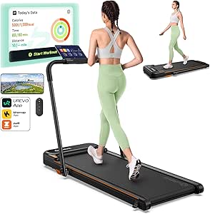 UREVO 2 in 1 Laufband für zuhause mit SmartCoach App, Walking pad mit doppelter Stoßdämpfung, Laufband mit Fernbedienung und LED-Anzeige, KI-gestützte App