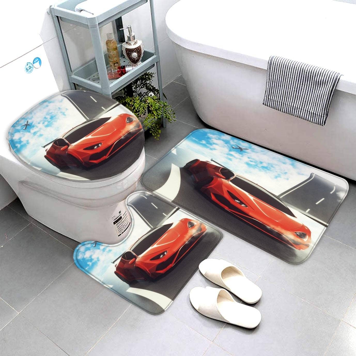 Genérico Alfombra de baño, alfombras de baño Negras escandinavas, Alfombra de baño de Lujo de Microfibra, Juego de alfombras absorbentes, Alfombrillas de baño vikingas Vintage, Alfombrilla de pedesta