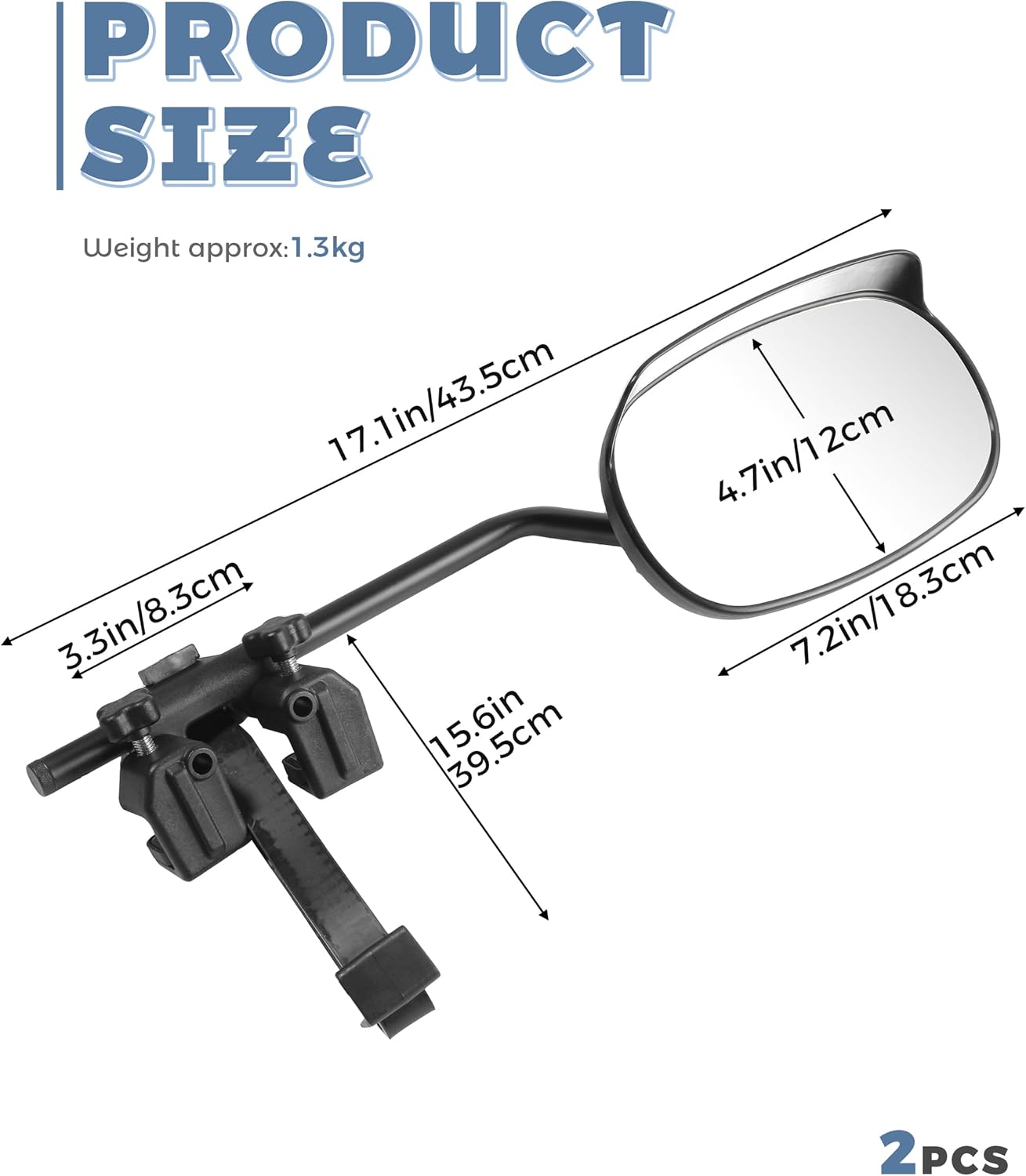 Mirror Extenders for Towing,Car Accessories Towing Mirror Extensions,Universal Adjustable Convex Clip-On Side Mirrors Extensions with RainGuard,Suitable for Most Trailers,Trucks,Cars,RVs