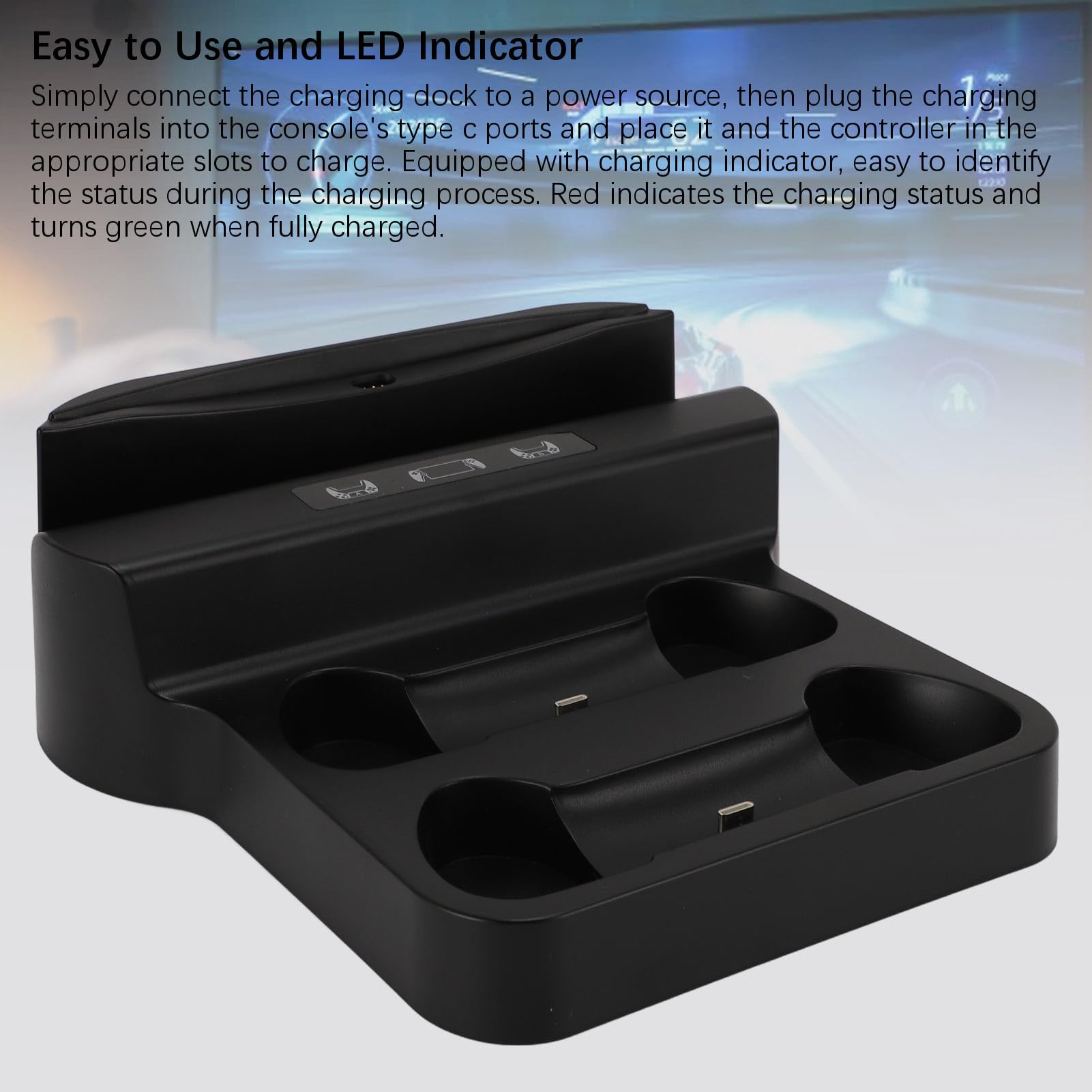 Dock di Ricarica per Portale PS PS 5, Supporto di Ricarica Doppio Controller 3 in 1 con Indicatore LED e Cavo USB C, Supporto per Caricabatterie Portale PS per Portale PS/PS 5