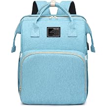 houscly Diaper Bag Backpack with Changing Station, 25L Large Capacity | Multifunction baby bag, baby registry search, baby girl newborn essentials must haves, baby shower gifts, Light Blue