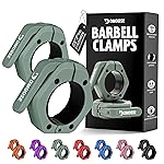 DMoose Fitness Barbell Clips 2 (Pair) - Quick Release Olympic Barbell Clamps with Anti Slip TPR Lining - Barbell Collars for Secure Weightlifting & Powerlifting (Ranger Green - Non Magnetic)