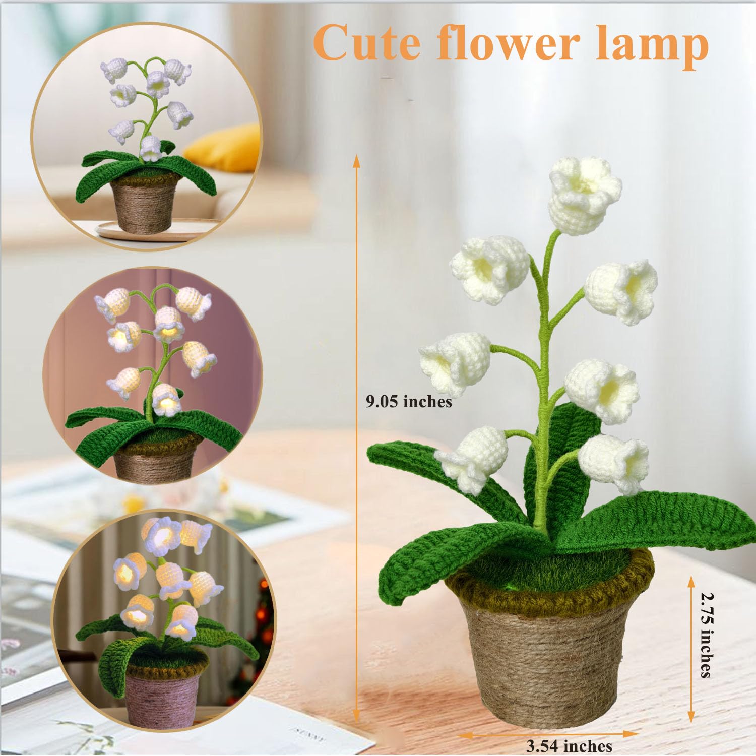 Forvermand Lily of The Valley Lamp, Crochet Artificial Flower with