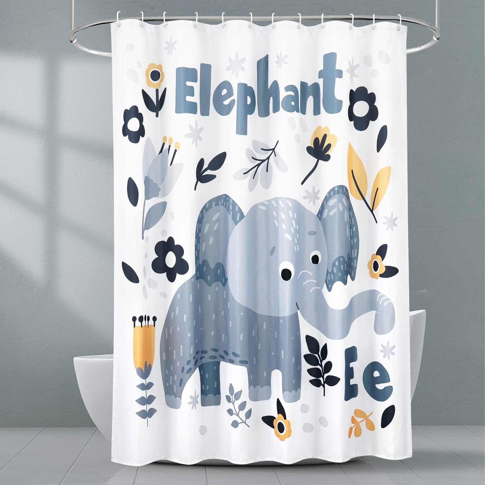 EurCross Cute Elephant Shower Curtain Decoration Bathroom,Mildew Resistant Washable Waterproof Shower Room Curtain 180x200cm Drop