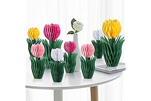 SUNBEAUTY 8-Piece Flower Honeycomb Decoration - Tulip Honeycomb Decoration, Mother's Day Decor,...