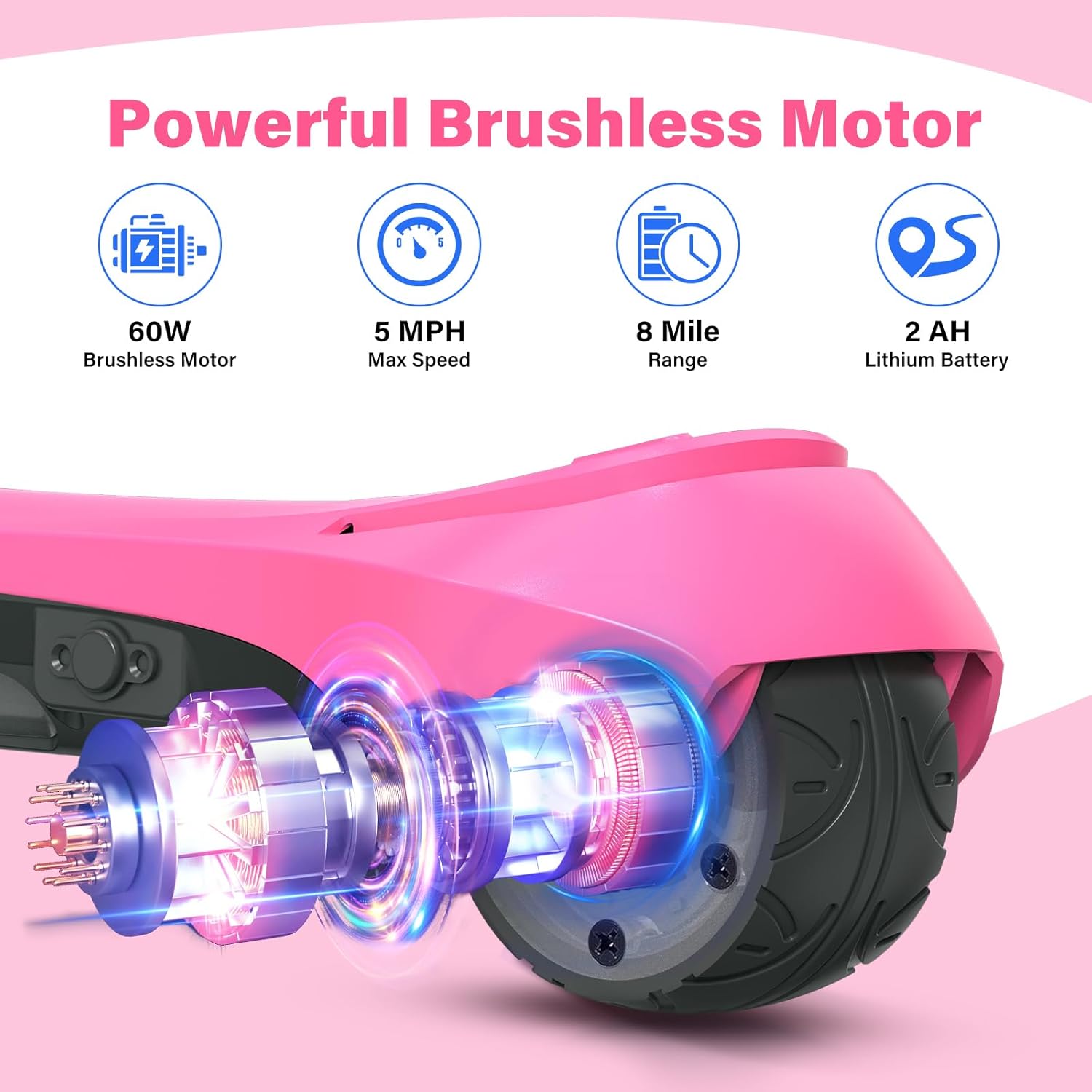 Electric Scooter for Kids Ages 3-8, Kids Electric Scooter, 3 Wheel Electric Scooters with Flash Wheels and Widen Anti-Slip Deck, 3 Adjustable Height, 5MPH Safe Speed, Gift for Boys and Girls - Image 2