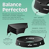 Vista 4 de Retrospec Luna Exercise Ball with Pump - Anti-Burst Fitness Equipment for Yoga, Core Training & Stability - Home Gym Swiss Ball for Office &