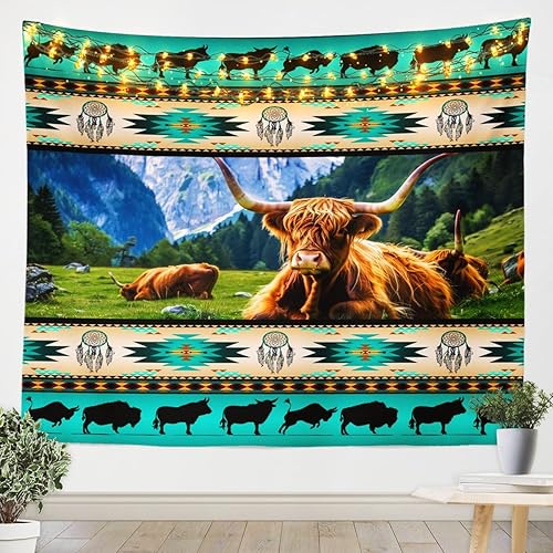 Miniatura 7 de Tapiz de caballos, tapices aztecas nativos del suroeste, granja, vida silvestre, arte de pared, arte de pared de geometría tribal india