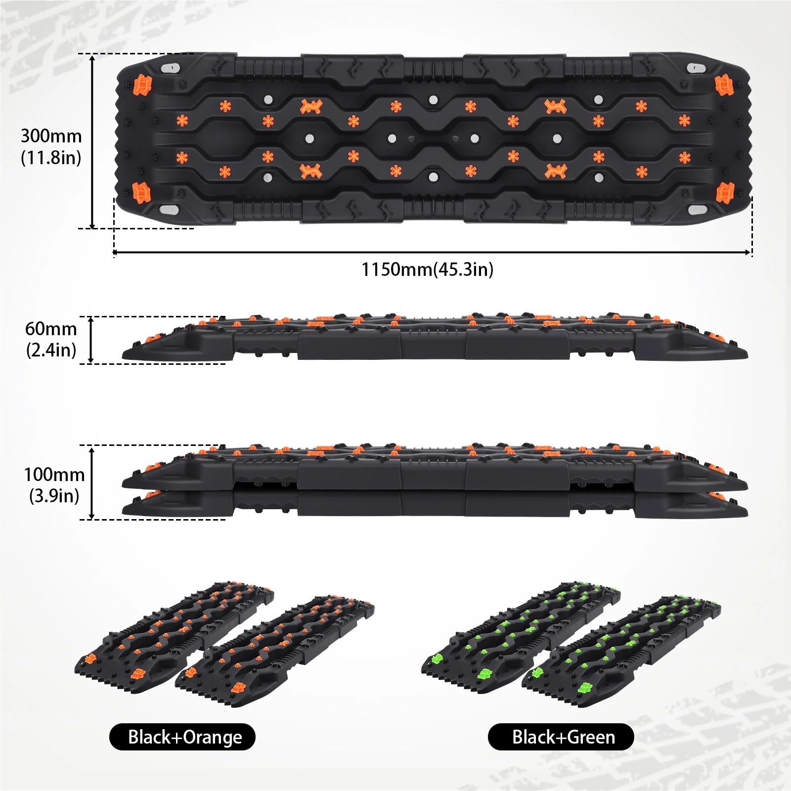 Tavola di trazione per il soccorso stradale, Pista di trazione fuoristrada for auto grandi dimensioni da 2 pezzi 10 tonnellate in PP(Oranje)
