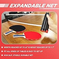 Vista 5 de FBSPORT Set de palas de ping pong, juego de tenis de mesa con 4 raquetas y 8 bolas, red retráctil con bolsa de almacenamiento - accesorios de pala