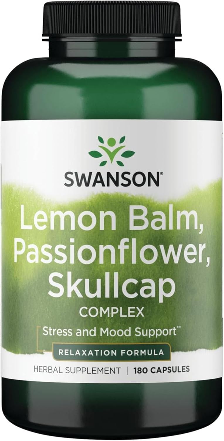 Swanson Lemon Balm Passion Flower Skullcap Complex 180 Capsules
