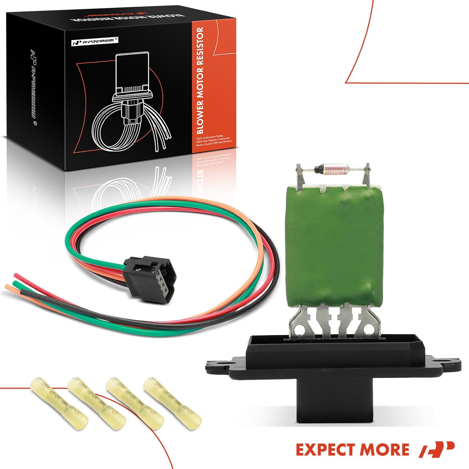 Package contents of A-Premium Blower Motor Resistor Kit