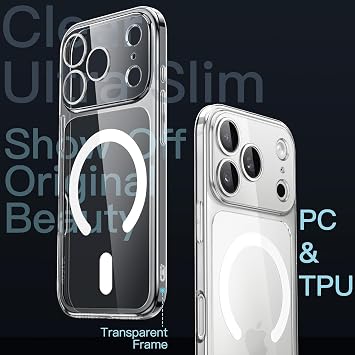 Teknosepetim iPhone 17 Pro Max Kablosuz Şarj Destekli Maggsafee Uyumlu Şeffaf Kamera Korumalı Kılıf Sert PVC Sararmaz Lens Korumalı Kılıf Ultra İnce