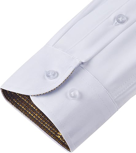 Miniatura 7 de Lion Nardo Camisas de vestir para hombre, camisas de vestir de manga larga para hombre, camisas casuales con botones de contraste