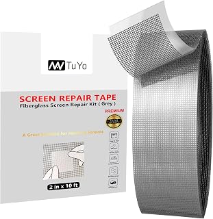 Screen Repair Tape 3-Layer Strong Adhesive 2"120" (10FT) Repair Kit for Windows or Doors Fiberglass Screen Tape Mesh (Grey)