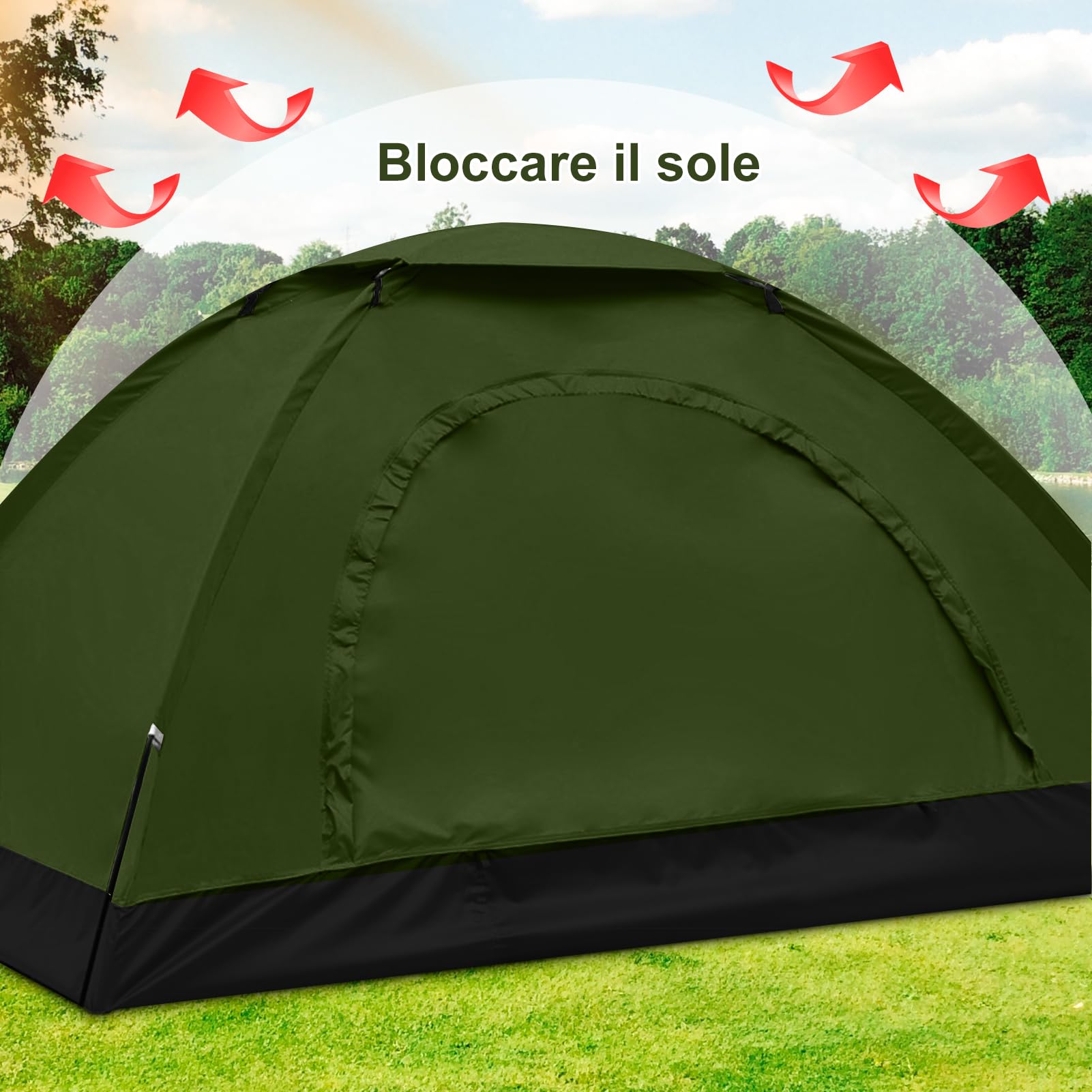 Tente de camping ultralégère pour 2 personnes avec abris et sac de transport, tente de camping portable en tissu Oxford imperméable pour la randonnée