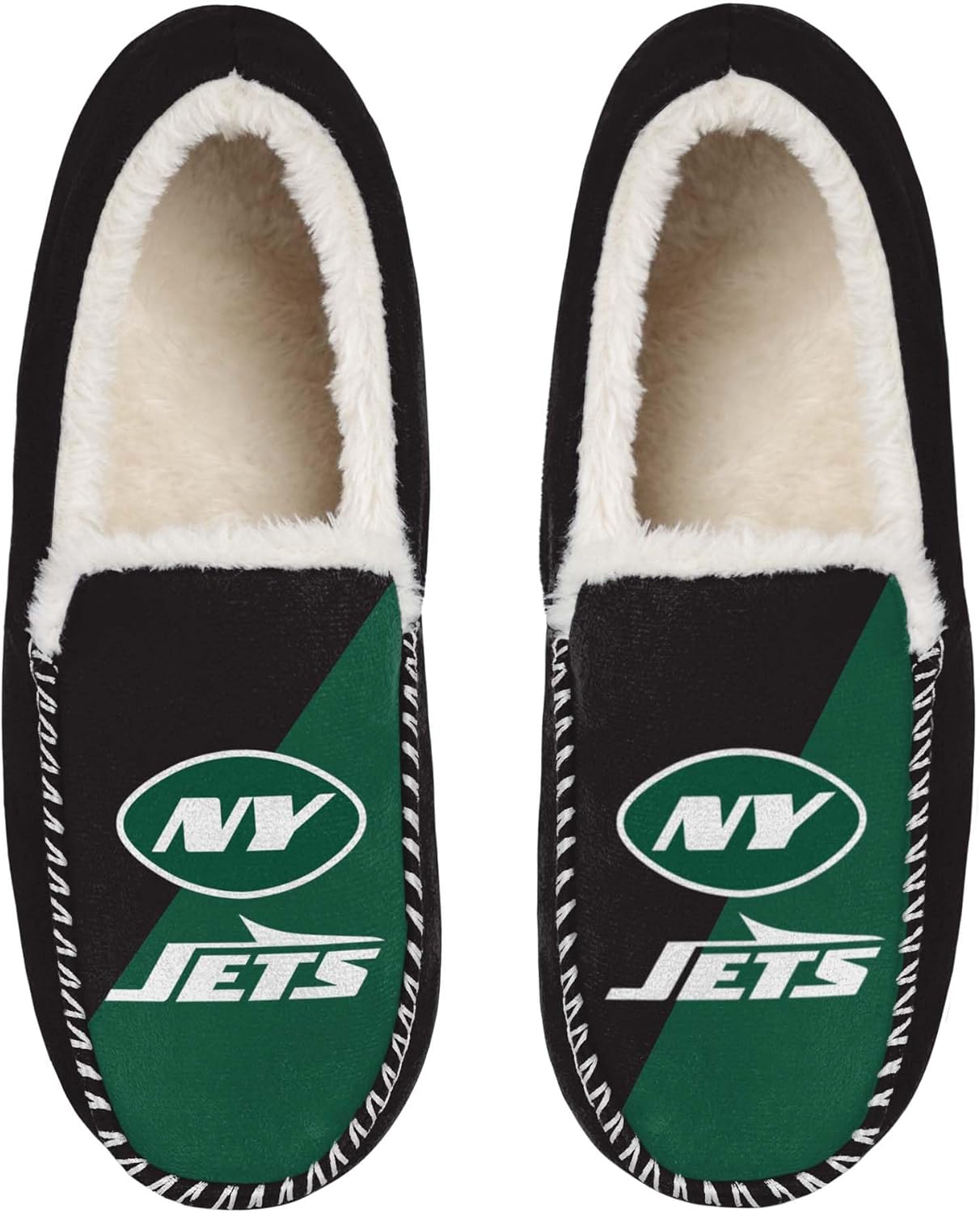 FOCO NFL Unisex-Adult Officially Licensed Color Block Primary Logo Sherpa Lined Moccasin Slippers