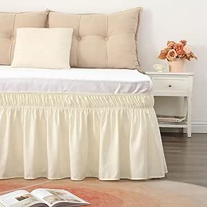 Red Bed Skirt Queen/King Size Wrap Around Dust Ruffles 15 inch Drop Elastic Easy Install Bed skirt Wrinkle Fade Resistance Machine Washable