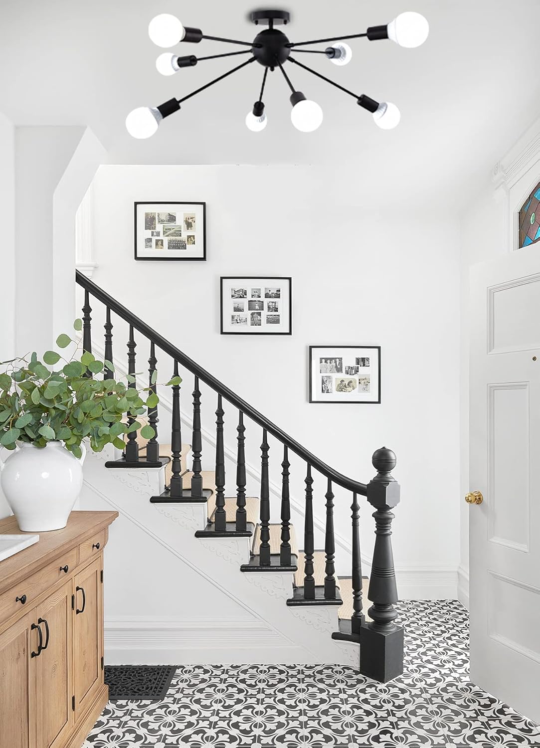 Black Friday Sale 2022 KOSTOMO Black Chandelier Light Fixture 8light Rustic Flush Mount Ceiling Lights Kitchen Light Fixture Dining Modern Lamp (8C Lights-Black)