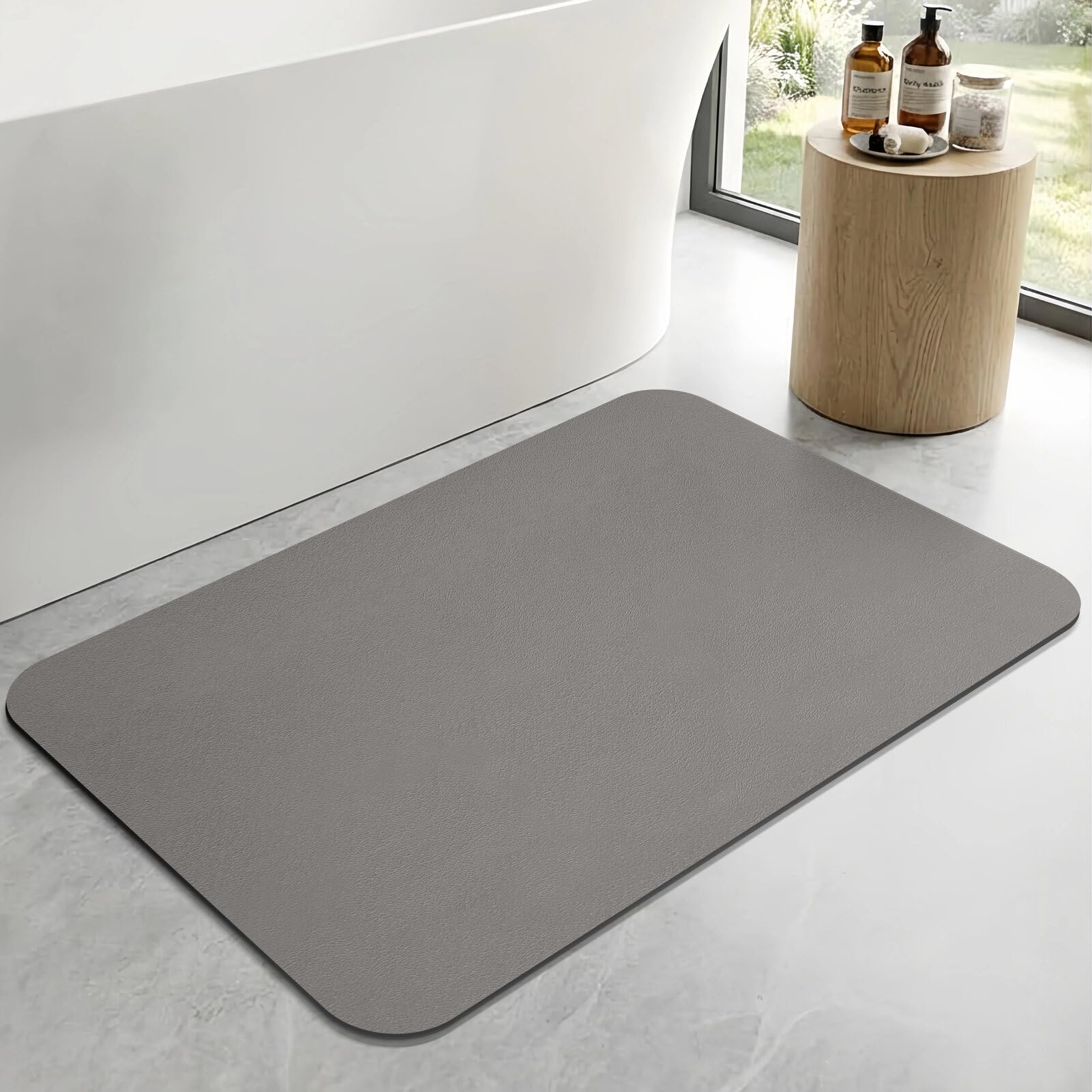 ZICRO Bath Mat Non Slip Rubber Backed Bathroom Mat,Quick Dry Absorbent Shower Mat,Diatomite Bath Mats for Bathroom Floor,Kitchen (Grey, 60x150cm)
