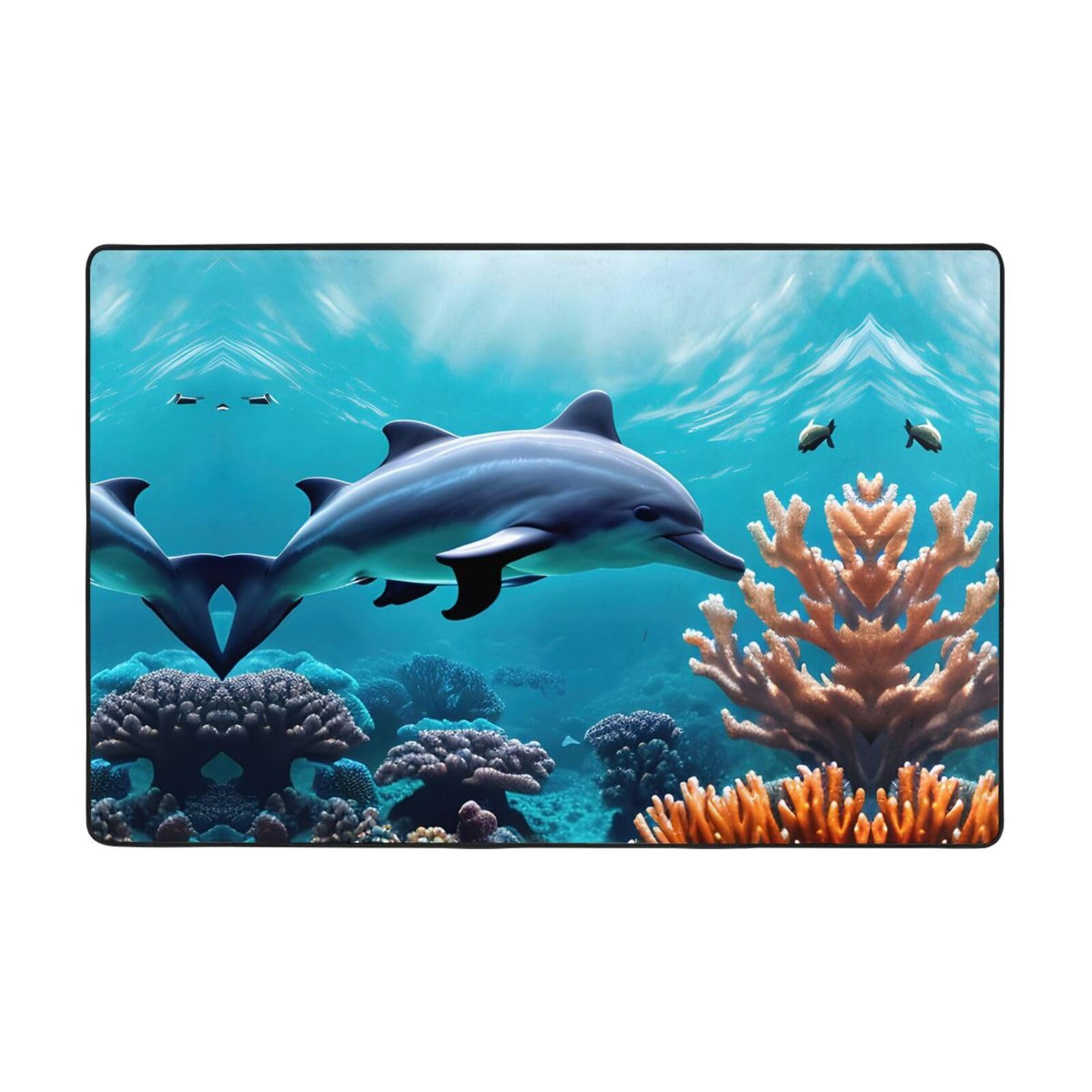 Tapis de salon dauphin en corail premium à la douceur et finition uniques