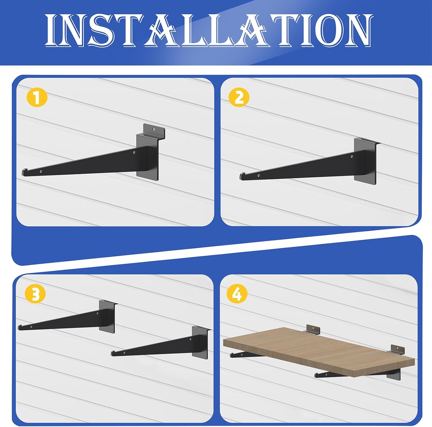6 PCS Heavy Duty Slatwall Shelf Brackets, 6.3 inch Metal Shelf Bracket for Shelves, Black Slat Wall Shelf Bracket with Lip, Slatwall Accessories for Slatwall Panels Shelving Display Home Commercial