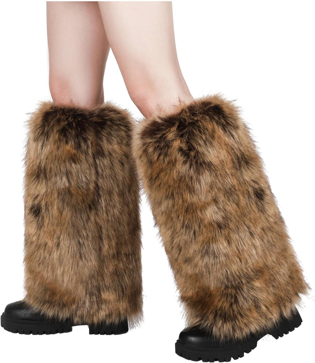 LA CARRIE Women Faux Fur Leg Warmers Long Furry Leg Foot Cuffs Girls Winter Boot Socks - Image 2