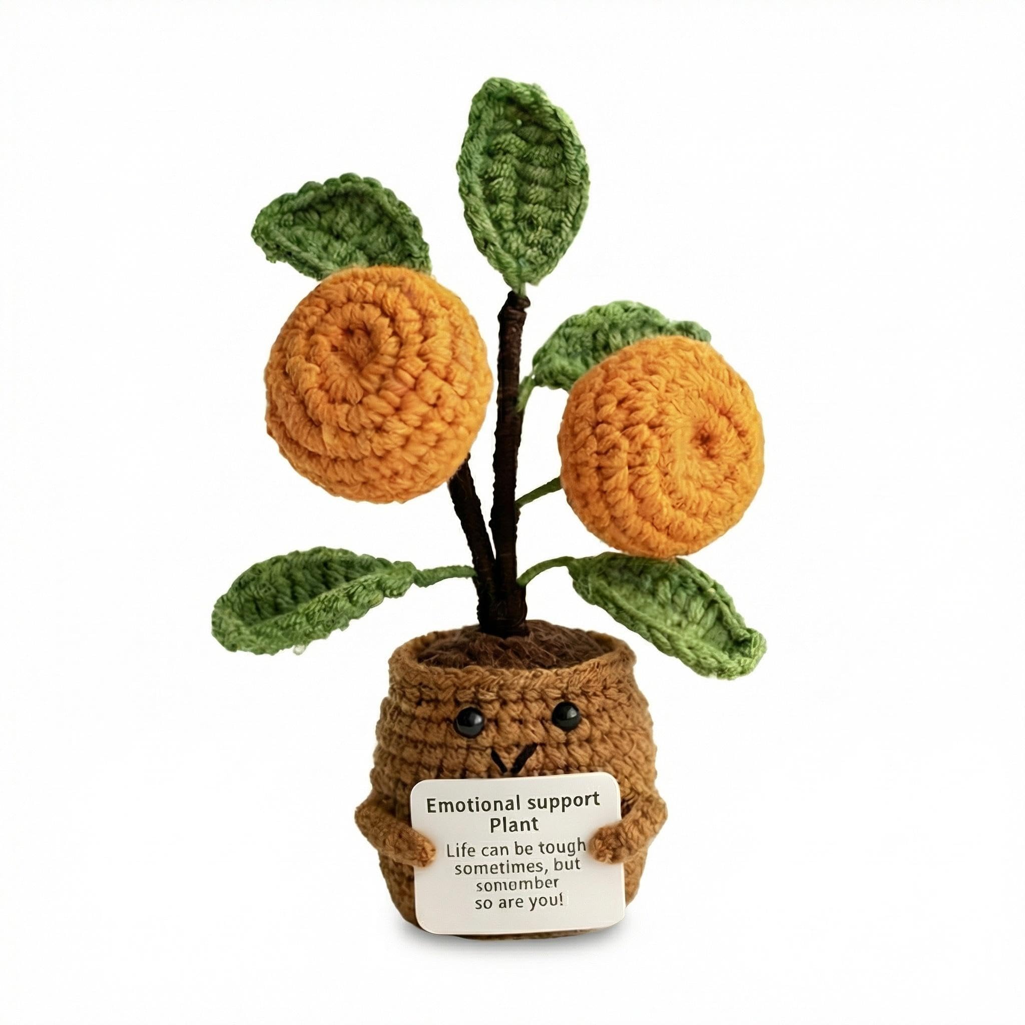 Qiansse Women's Orange Funny Gifts For Handmade Emotional Support Crochet Tree Positive Crochet Animals Inspirational Crochet Gifts Motivational Desk Accessories For Office