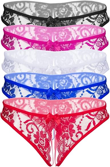 Amazon.com: Tangas sexys de encaje para mujer, bragas sexys con lazo, ropa  interior con lazo, paquete de 5 : Ropa, Zapatos y Joyería